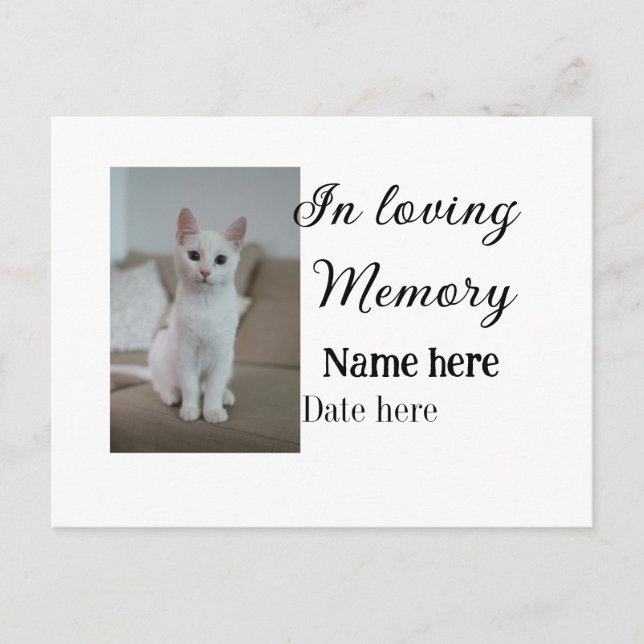 In loving memory memorial keepsake add pet name postcard (Front)
