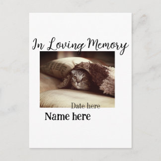 In loving memory memorial keepsake add pet name postcard
