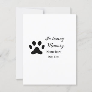 In loving memory memorial keepsake add pet name postcard