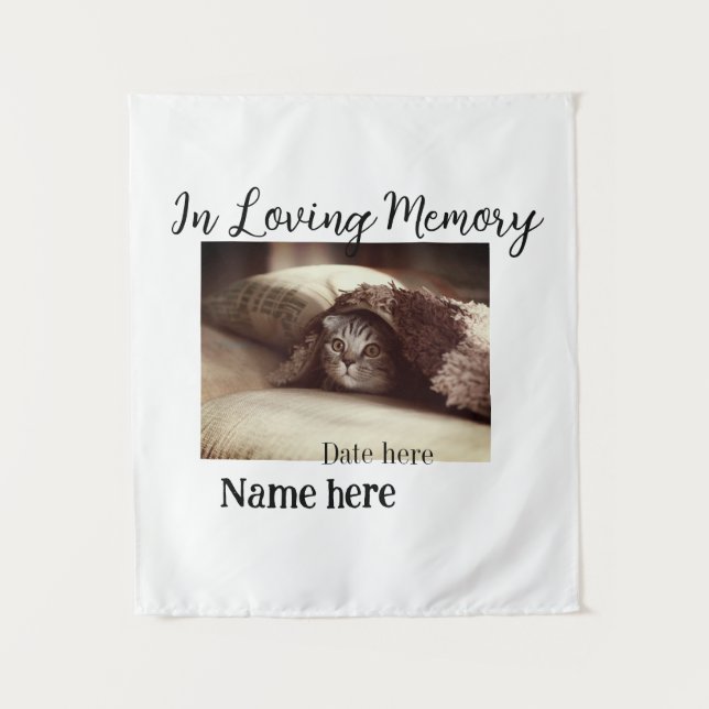 In loving memory memorial keepsake add pet name tapestry (Front)