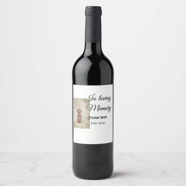 In loving memory memorial keepsake add pet name wine label (Front)