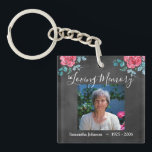 In Loving Memory Memorial Keepsake Key Ring<br><div class="desc">In loving memory one photo memorial keepsake. Rose design made by Valarie Wade.</div>