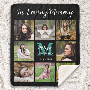 In Loving Memory Memorial Keepsake Photo Collage  Sherpa Blanket