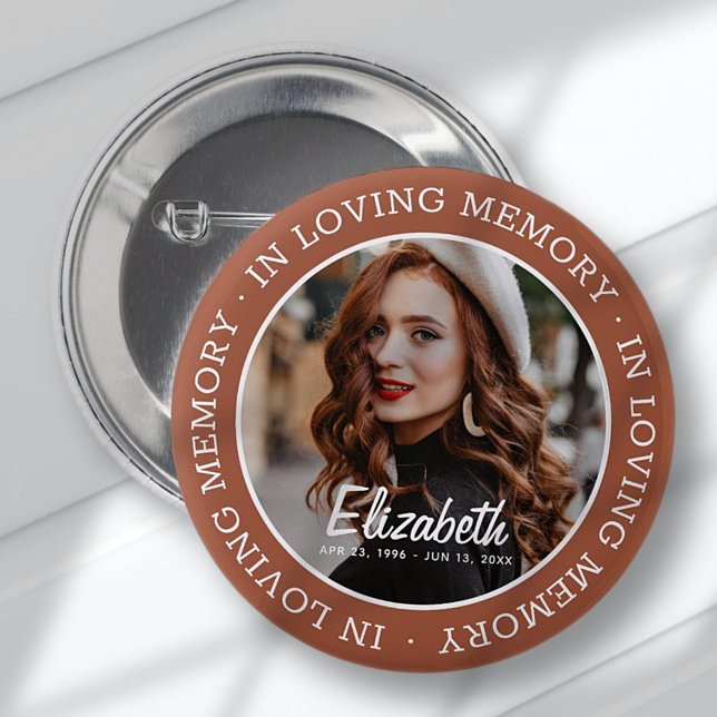 In Loving Memory Memorial Modern Custom Photo 6 Cm Round Badge (Creator Uploaded)