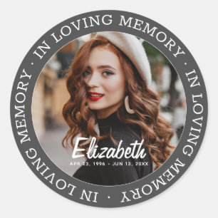 In Loving Memory Memorial Modern Custom Photo Classic Round Sticker