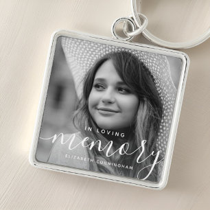 In Loving Memory Memorial Modern Elegant Photo Key Ring