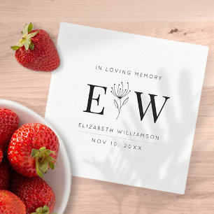 In Loving Memory Memorial Modern Quote Foliage Napkin