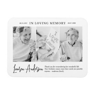 In Loving Memory Memorial Modern Simple 3 Photo Magnet