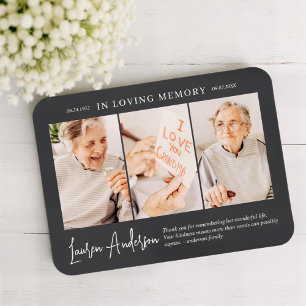 In Loving Memory Memorial Modern Simple 3 Photo Magnet