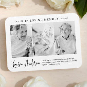 In Loving Memory Memorial Modern Simple 3 Photo Magnet
