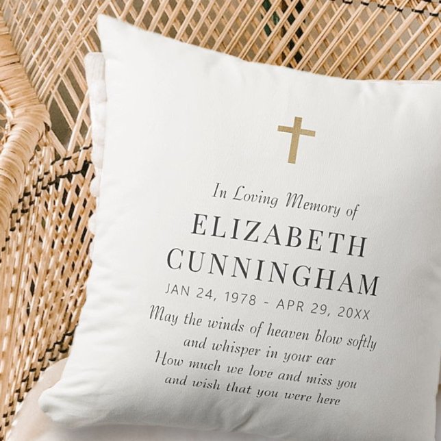 In Loving Memory Memorial Modern Simple Cross Cushion (Creator Uploaded)