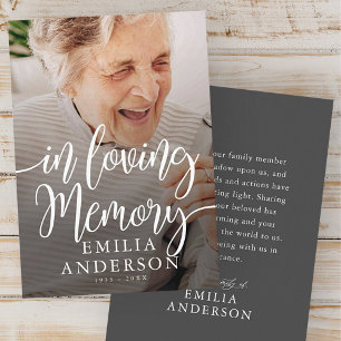 In Loving Memory Memorial Modern Simple Photo Card