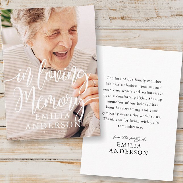 In Loving Memory Memorial Modern Simple Photo Card (Creator Uploaded)