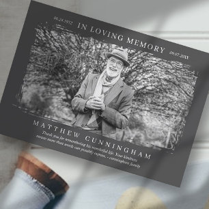 In Loving Memory Memorial Modern Simple Photo Thank You Card