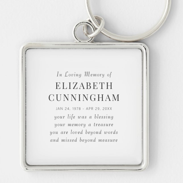 In Loving Memory Memorial Modern Simple Quote Key Ring (Front)