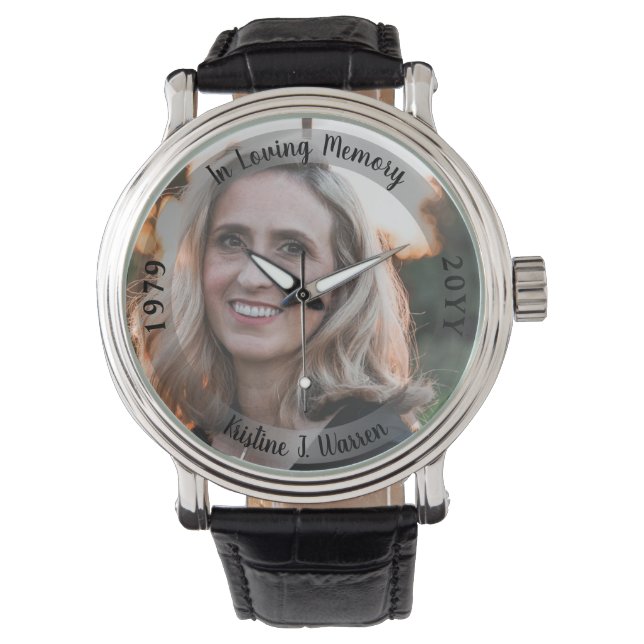 In Loving Memory Memorial Photo Birth Death  Watch (Front)