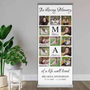 In Loving Memory Memorial Photo Collage Funeral Retractable Banner