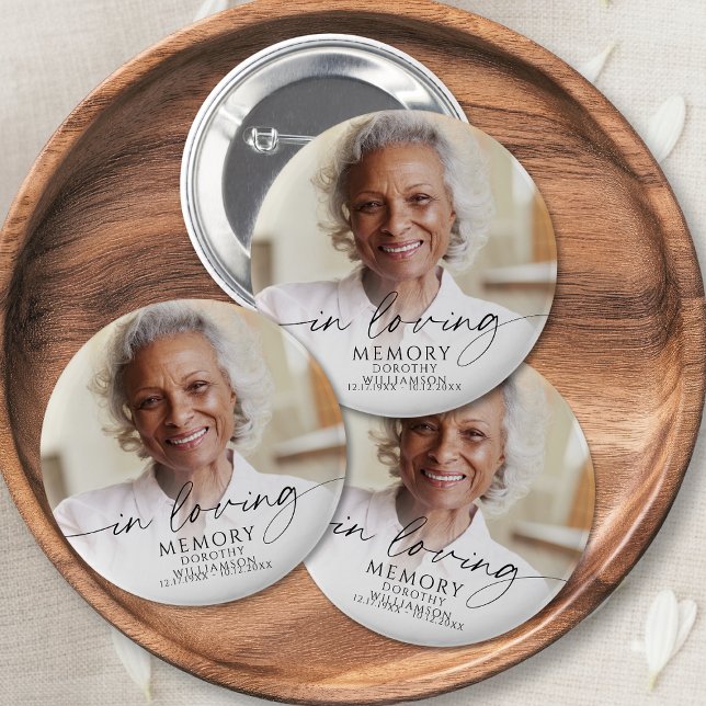 In Loving Memory Memorial Photo Personalized 6 Cm Round Badge (Creator Uploaded)