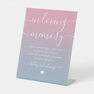 In Loving Memory Memorial Pink Blue Wedding Pedestal Sign