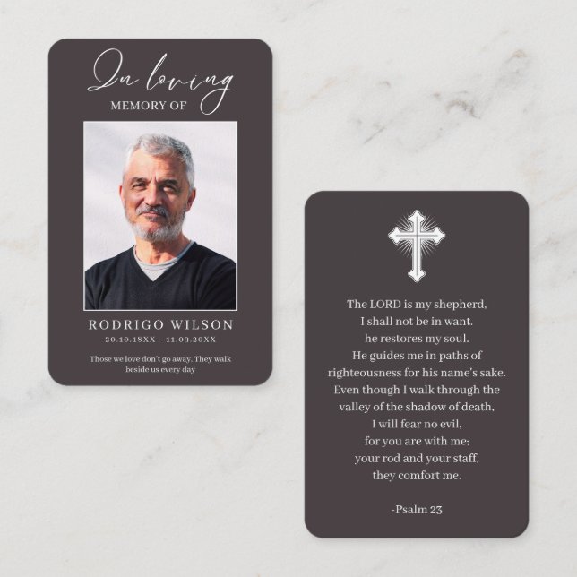 In Loving Memory Memorial Prayer Photo Cards (Front/Back)