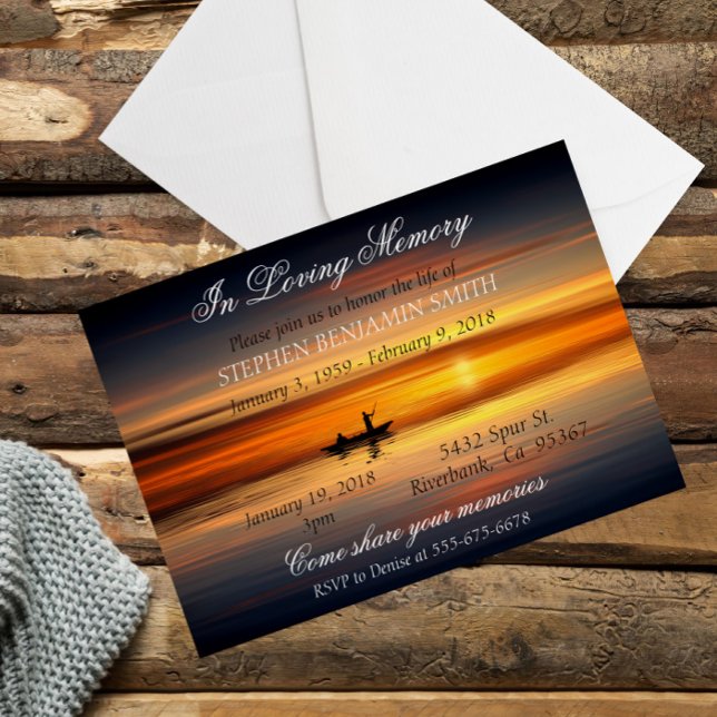 In loving Memory Memorial Service Sunset Lake Invitation (Creator Uploaded)