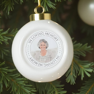 In Loving Memory Memorial Simple Elegant Photo Ceramic Ball Christmas Ornament