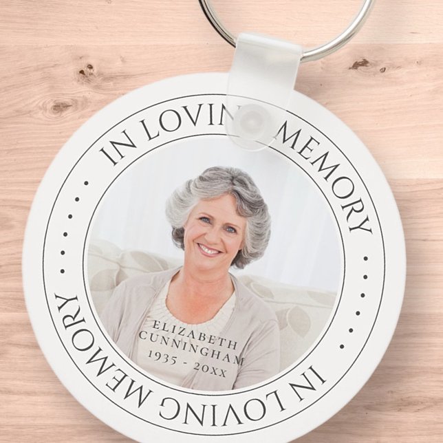 In Loving Memory Memorial Simple Elegant Photo Key Ring (Creator Uploaded)