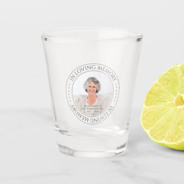 In Loving Memory Memorial Simple Elegant Photo Shot Glass (Front)