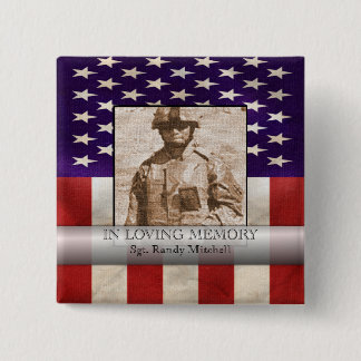 In Loving Memory Military Custom Photo Tribute 15 Cm Square Badge