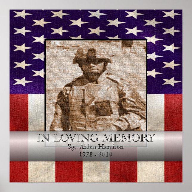 In Loving Memory Military Photo Personalised Poster (Front)
