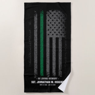 In Loving Memory Military Thin Green Line Flag Beach Towel