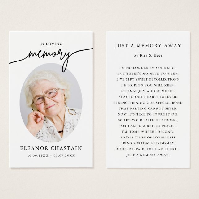 In Loving Memory Minimalist Photo Sympathy Cards (Front & Back)
