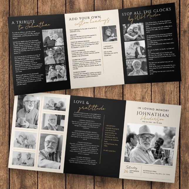 In Loving Memory Modern 14-Photo Elegant Memorial Tri-Fold Programme (Creator Uploaded)