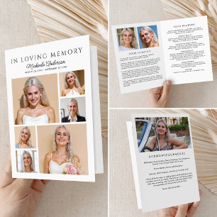 In Loving Memory Modern 9-Photo Folded Funeral Programme