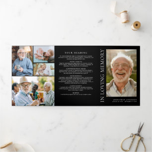 In Loving Memory Modern 9-Photo Memorial Tri-Fold Programme