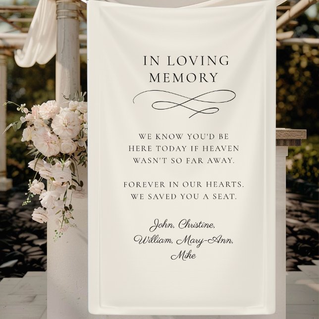 "In Loving Memory" Modern, Calligraphy, Wedding  Banner (Personalized Banner "WE KNOW YOU'D BE HERE TODAY IF HEAVEN WASN'T SO FAR AWAY. )