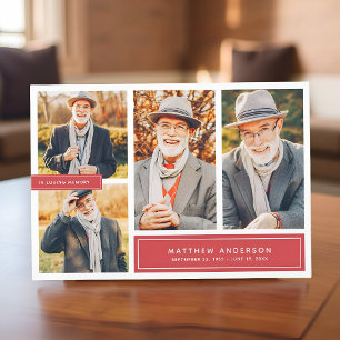 In Loving Memory Modern Colour Four Photos Thank You Card