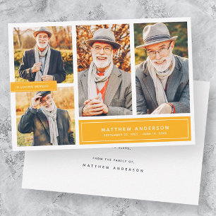 In Loving Memory Modern Colour Four Photos Thank You Card