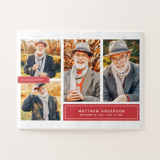 In Loving Memory Modern Colour Multi Photo Jigsaw Puzzle (Horizontal)