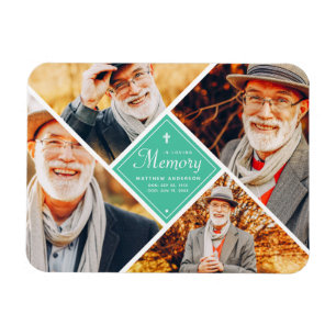 In Loving Memory Modern Cross Multi Photo Magnet
