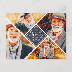 In Loving Memory Modern Cross Multi Photo Postcard