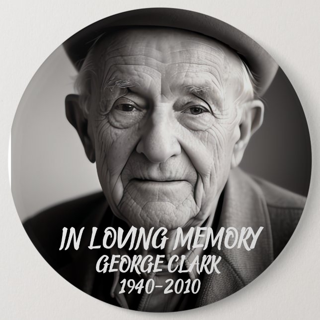 In loving memory modern custom photo button (Front)