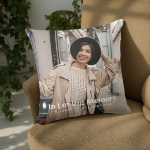 In Loving Memory Modern Custom Photo Memorial Cushion