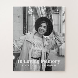 In Loving Memory Modern Custom Photo Memorial Jigsaw Puzzle