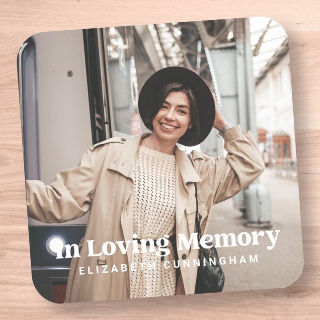In Loving Memory Modern Custom Photo Memorial Square Sticker (Creator Uploaded)