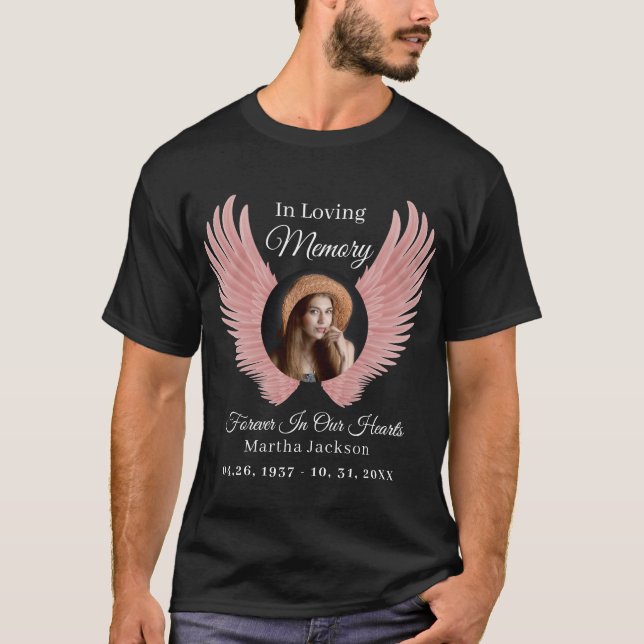 In Loving Memory Modern Custom Photo Memorial  T-Shirt (Front)