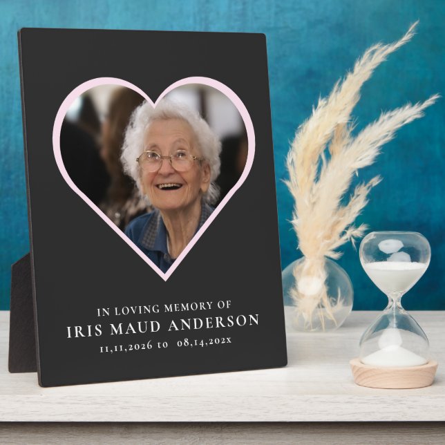 in loving memory  modern cute heart photo  plaque (Side)