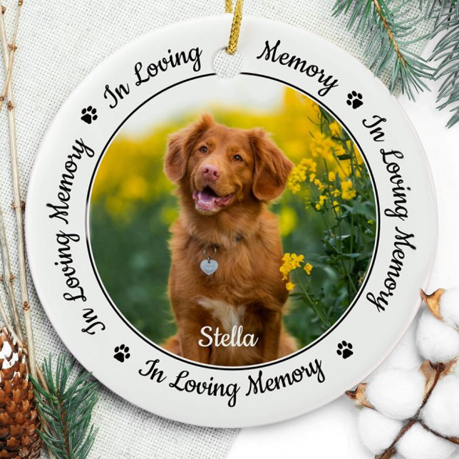 In Loving Memory Modern Dog Photo Pet Memorial Ceramic Tree Decoration (Creator Uploaded)