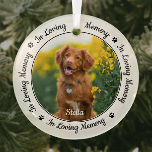 In Loving Memory Modern Dog Photo Pet Memorial Glass Tree Decoration