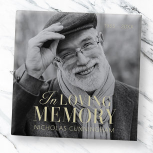 In Loving Memory Modern Elegant Photo Memorial 15 Cm Square Badge